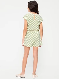 Short-Sleeve French Terry Utility Romper for Girls