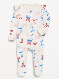 Ruffle-Trim 2-Way-Zip Sleep & Play Footed One-Piece for Baby