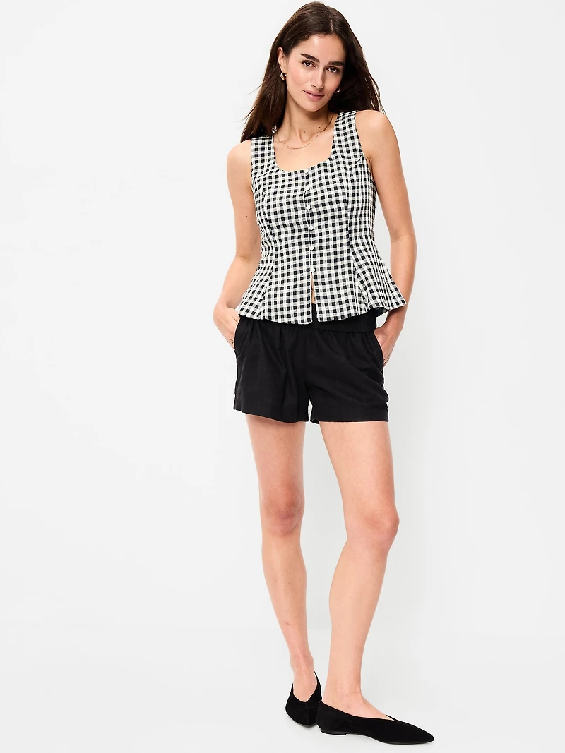 Button-Down Linen Swing Top