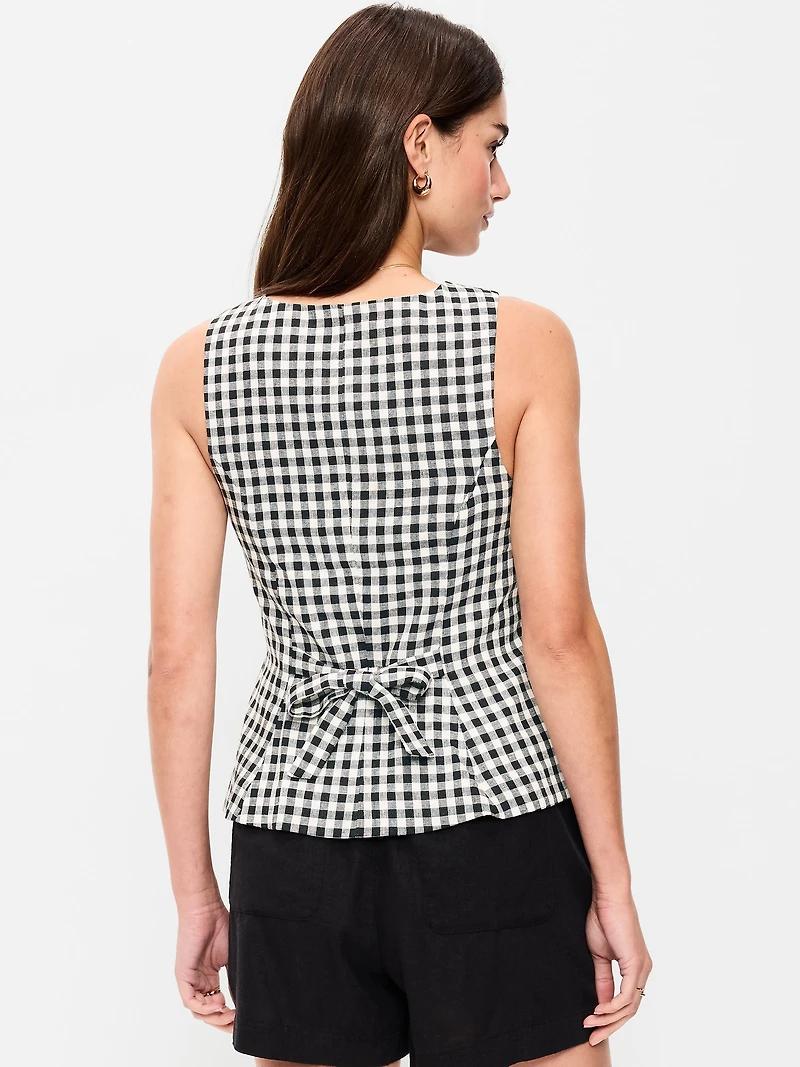 Button-Down Linen Swing Top