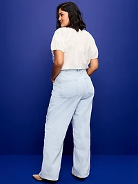 Extra High-Waisted Embroidered Wide-Leg Jeans