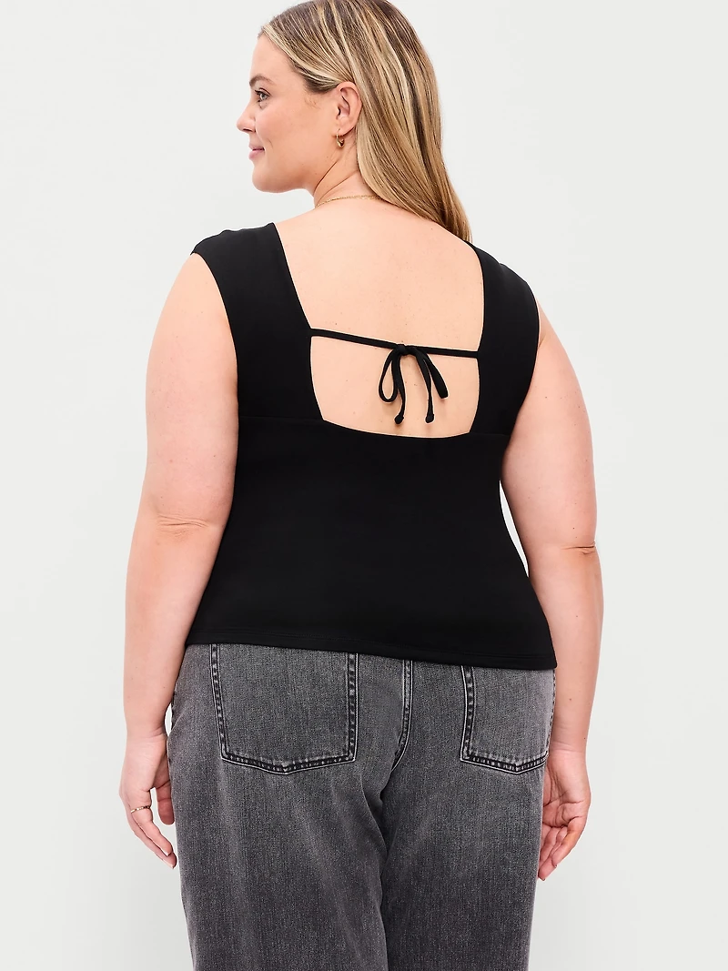 Cap-Sleeve Tie-Back Top