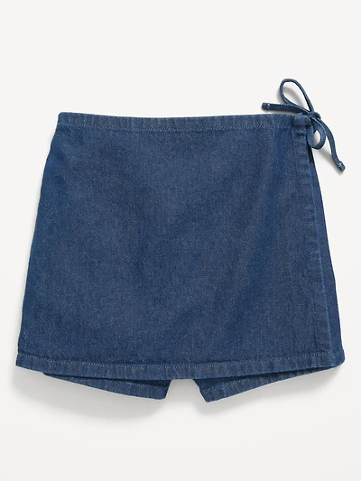 Wrap-Front Denim Skort for Girls