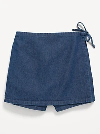 Wrap-Front Denim Skort for Girls