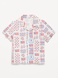 Printed Linen-Blend Pocket Shirt for Toddler Boys