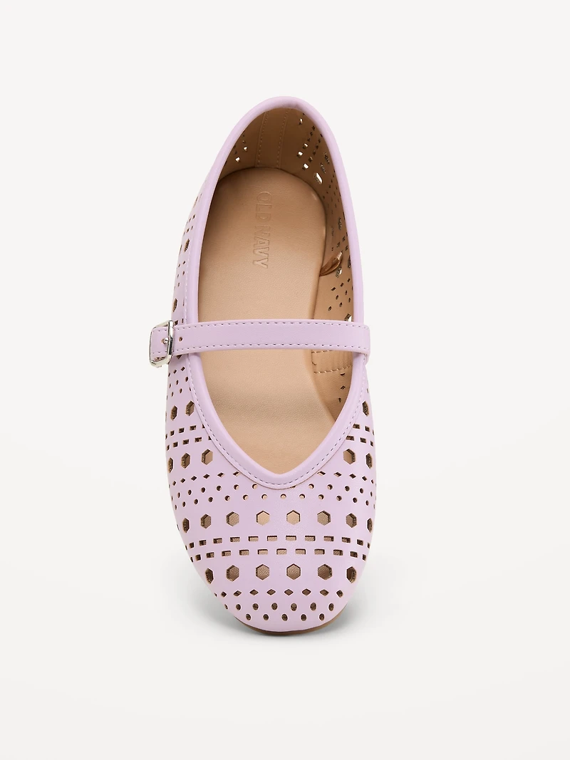 Faux-Leather Mary Jane Ballet Flats for Girls