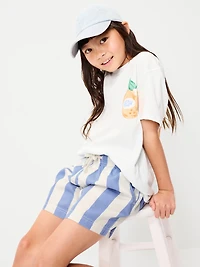 High-Waisted Pull-On Striped Twill Shorts for Girls