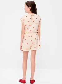 Short-Sleeve French Terry Utility Romper for Girls