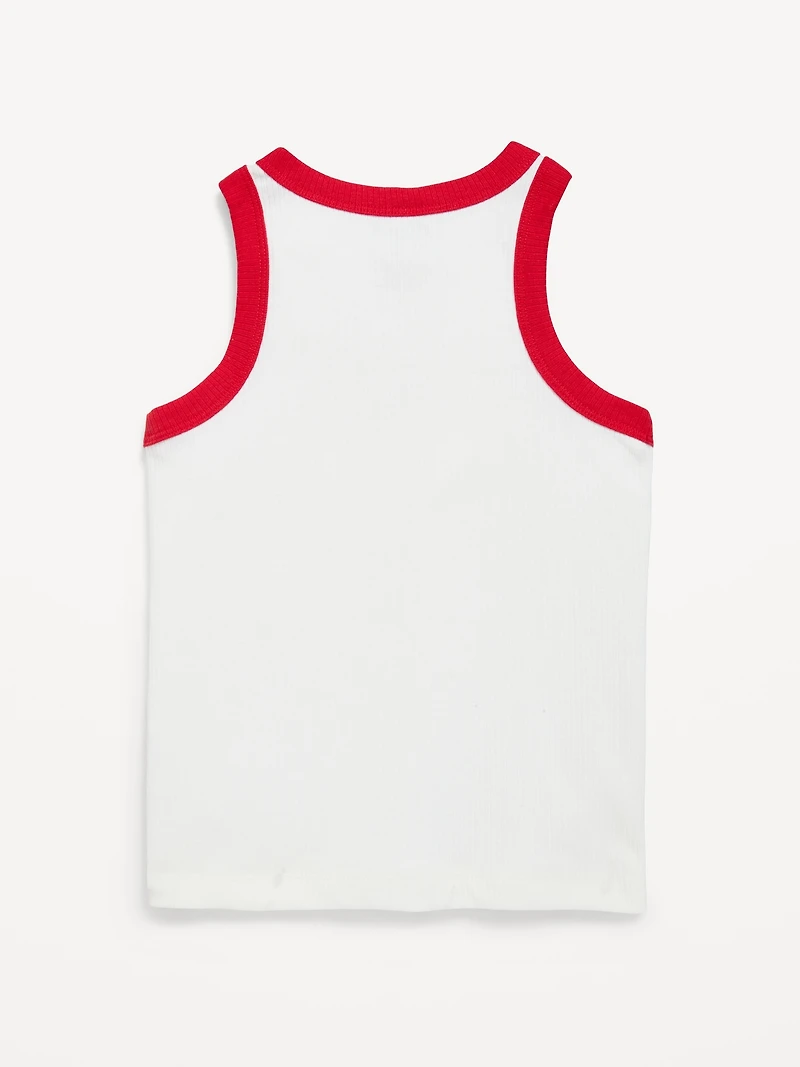 Fitted Ribbed Graphic Tank Top for Girls