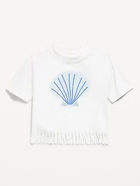 Short-Sleeve Graphic Fringed-Hem T-Shirt for Toddler Girls