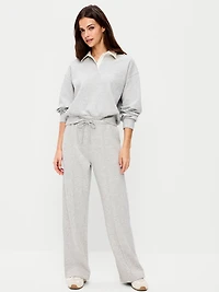 High-Waisted Dynamic Fleece Textured Wide-Leg Sweatpants