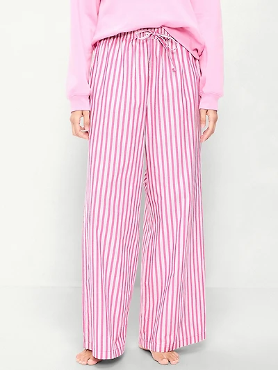 Poplin Wide-Leg Pajama Pants