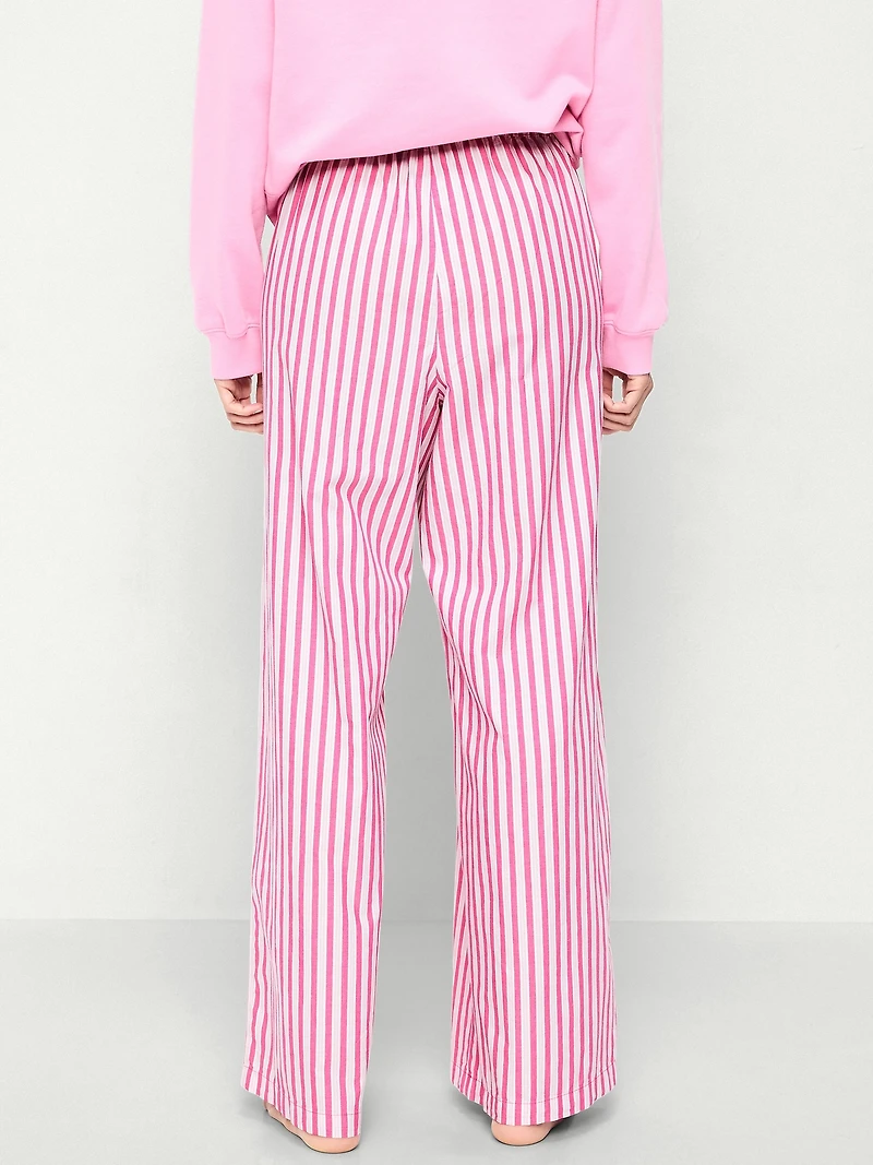 Poplin Wide-Leg Pajama Pants