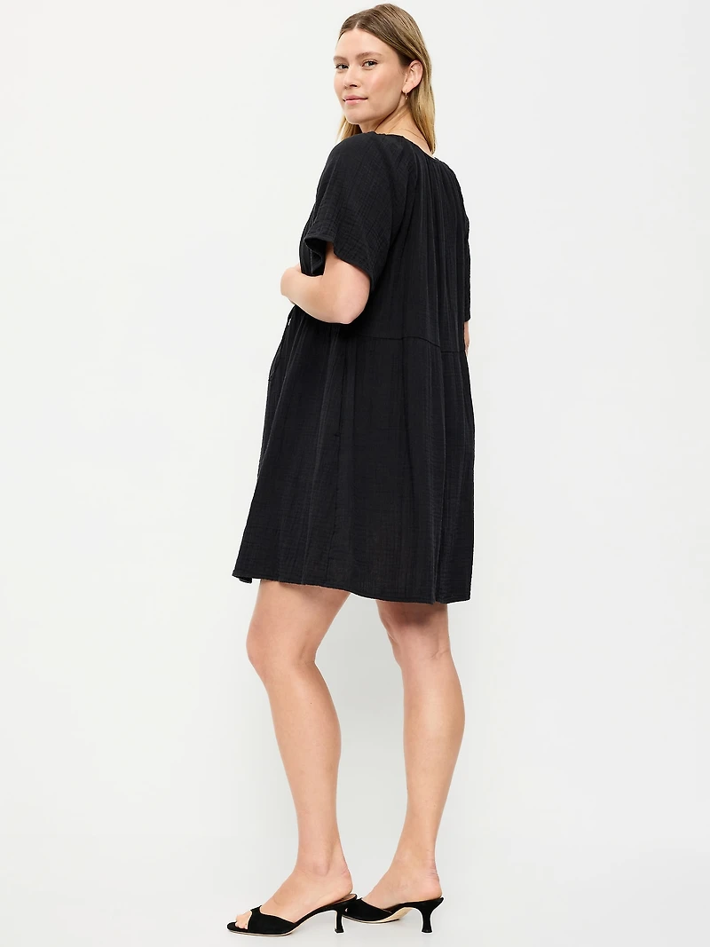 Maternity Flutter-Sleeve Mini Dress