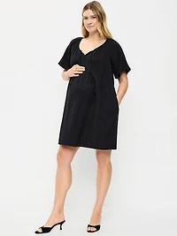 Maternity Flutter-Sleeve Mini Dress