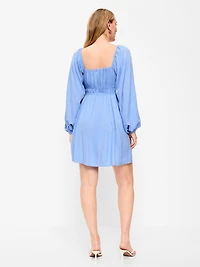 Maternity Long-Sleeve Fit & Flare Dress