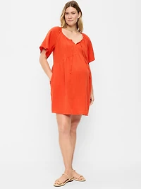 Maternity Flutter-Sleeve Mini Dress