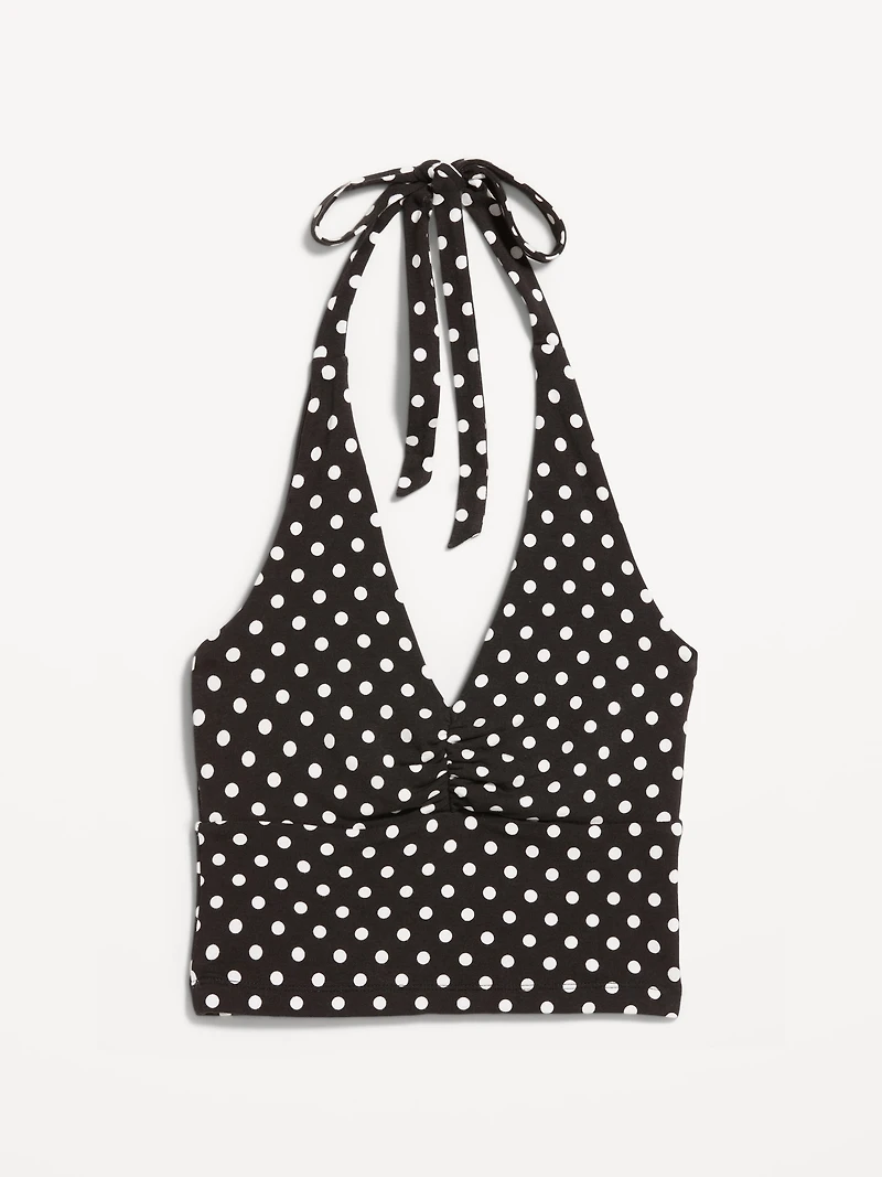 Jersey Cinch-Front Halter Top