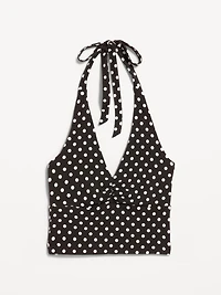 Jersey Cinch-Front Halter Top