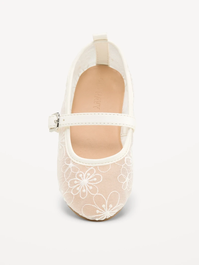 Mesh Floral Ballet Flats for Toddler Girls