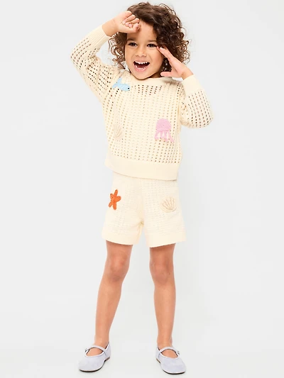 Boxy-Fit Sweater and Shorts Set for Toddler Girls
