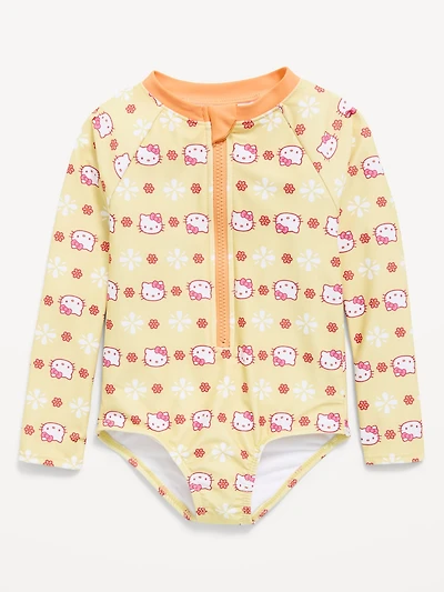 Hello Kitty® Zip-Front Rashguard One-Piece Swimsuit for Toddler Girls