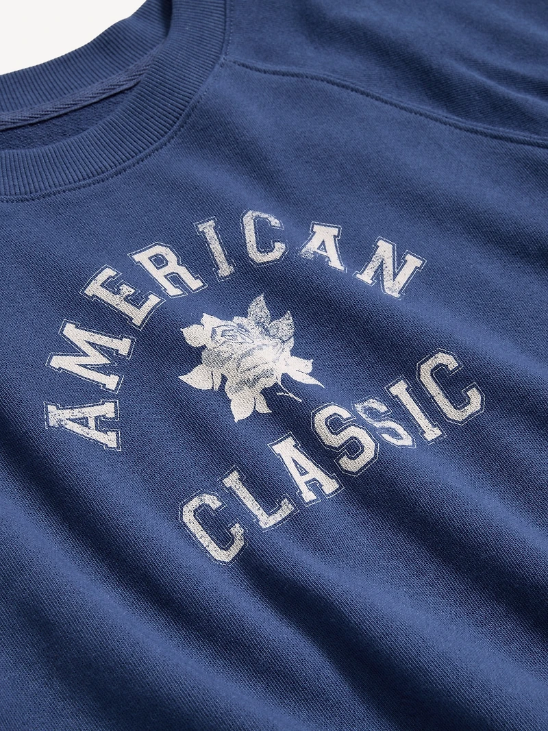 Short-Sleeve Cropped Raglan Sweatshirt