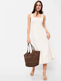 Fit & Flare Sleeveless Denim Midi Dress