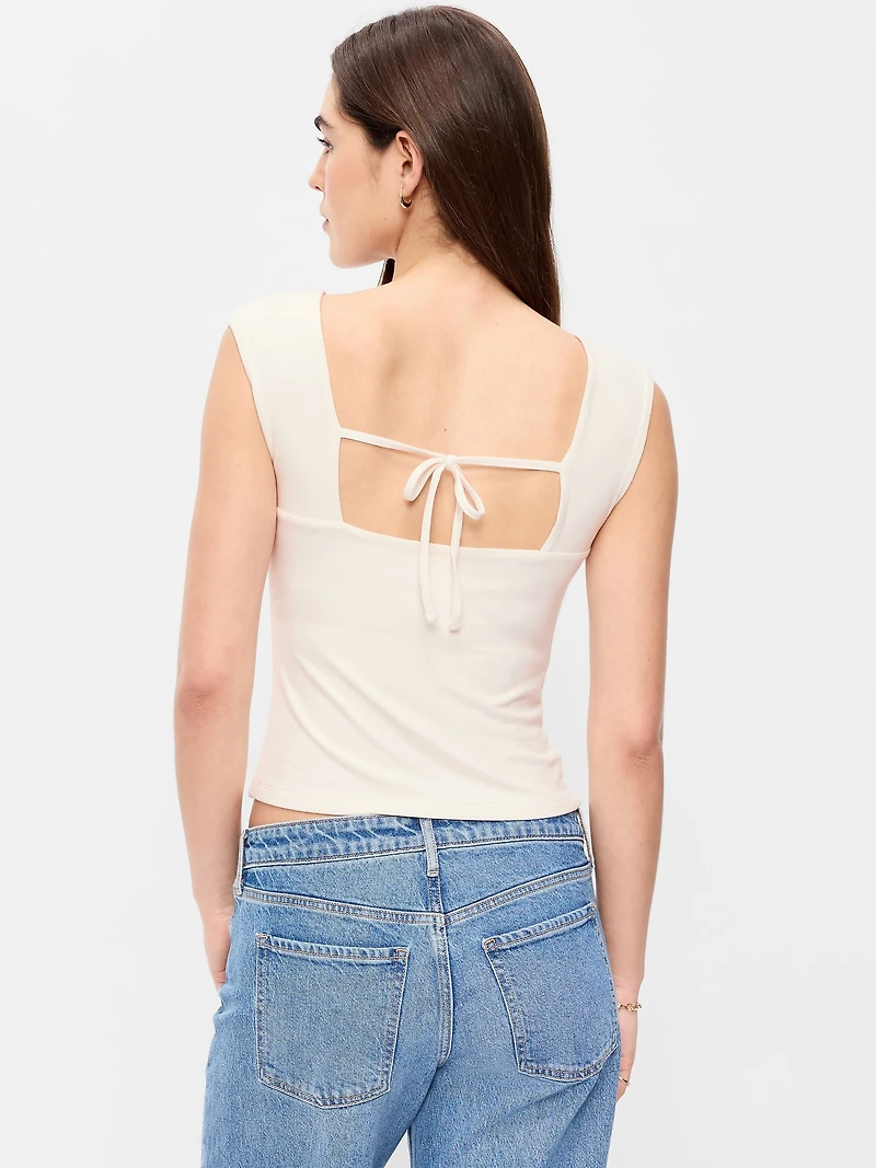 Cap-Sleeve Tie-Back Top