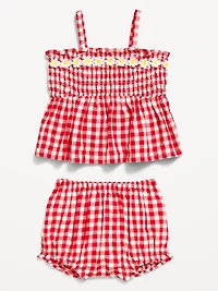 Sleeveless Smocked Peplum Top and Shorts Set for Baby