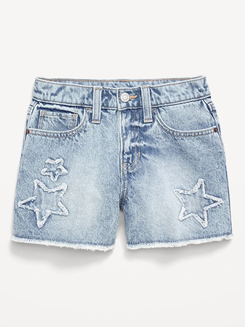 High-Waisted Frayed-Hem Jean Shorts for Girls