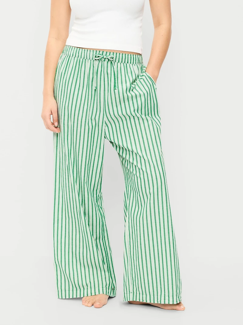 Poplin Wide-Leg Pajama Pants