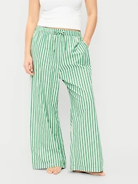 Poplin Wide-Leg Pajama Pants