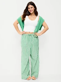 Poplin Wide-Leg Pajama Pants