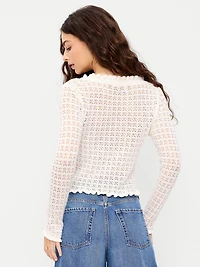 Seaside Cotton Tie-Front Cropped Cardigan