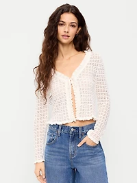 Seaside Cotton Tie-Front Cropped Cardigan