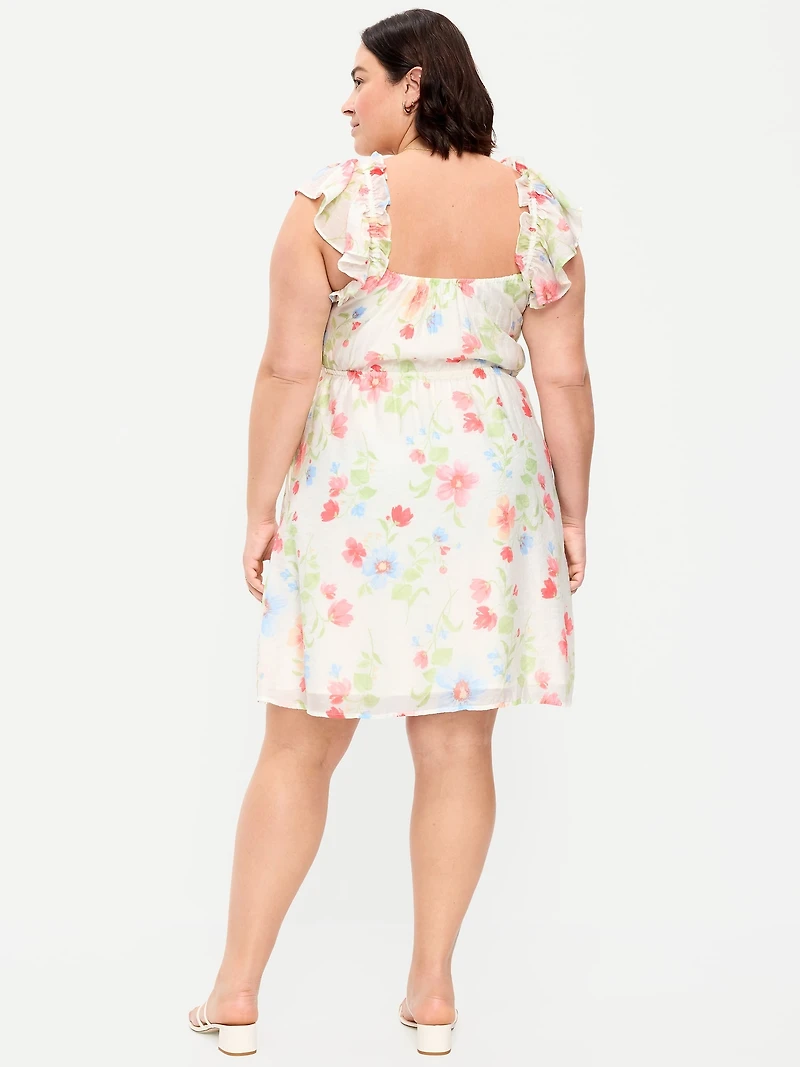 Flutter-Sleeve Fit & Flare Mini Dress