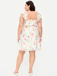 Flutter-Sleeve Fit & Flare Mini Dress