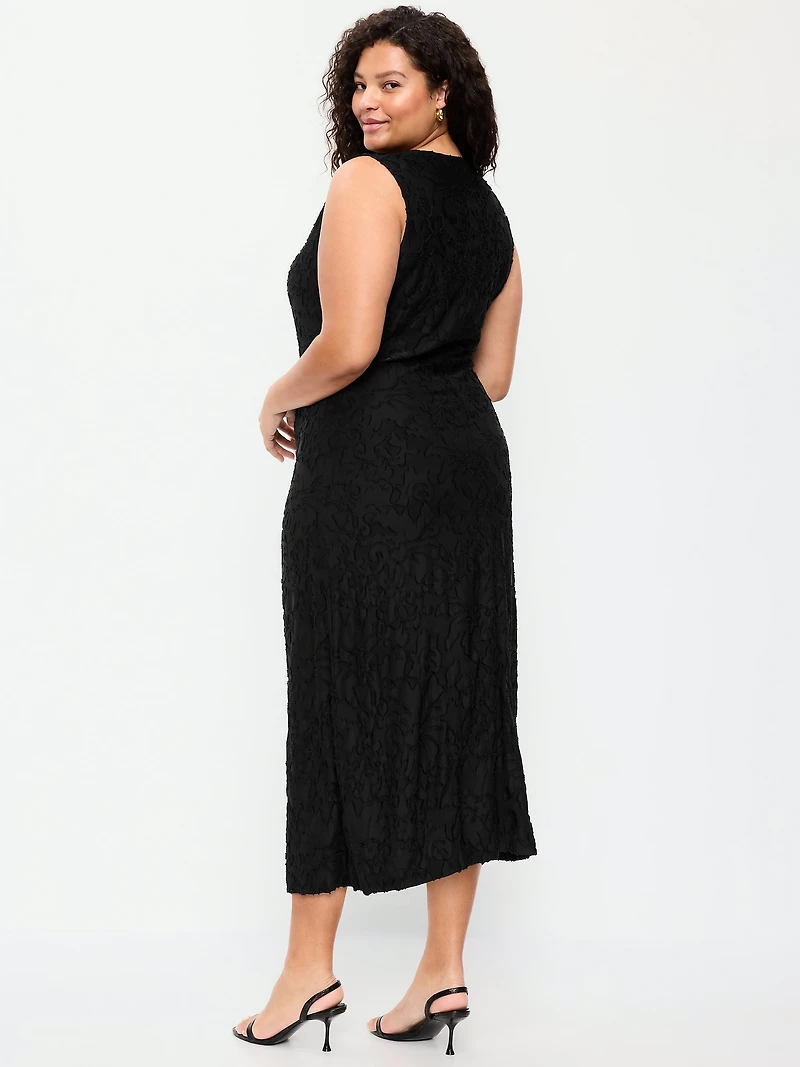 Side-Drape Jersey Jaquard Midi Dress