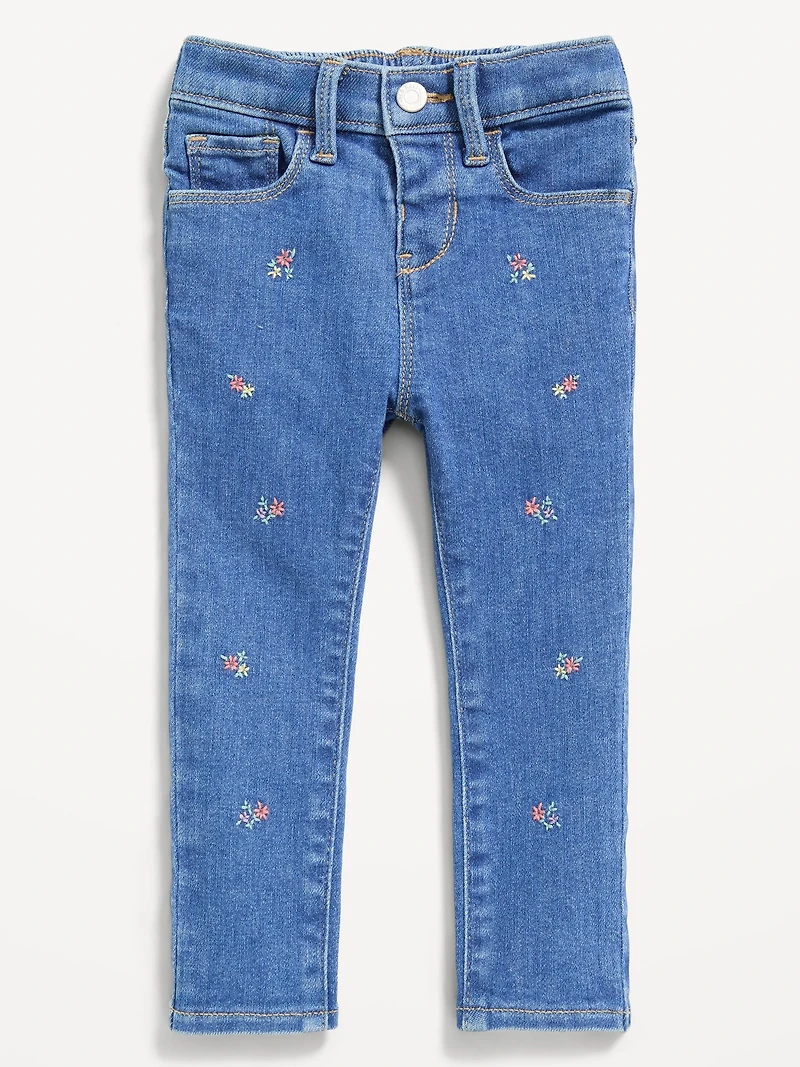 High-Waisted Embroidered Rockstar 360° Stretch Jeggings for Toddler Girls