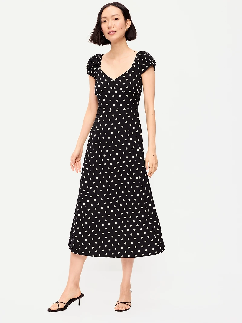 Short-Sleeve Fit & Flare Midi Dress