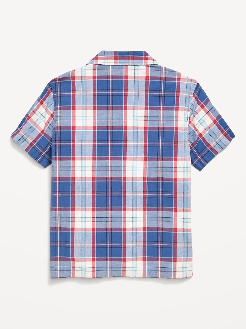 Short-Sleeve Plaid Poplin Shirt for Boys