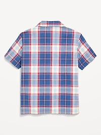 Short-Sleeve Plaid Poplin Shirt for Boys