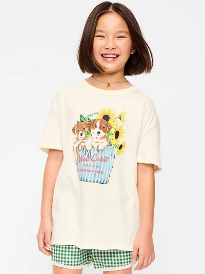 Short-Sleeve Oversized Graphic T-Shirt for Girls