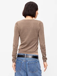Fitted Scoop-Neck Cropped Jersey Sweater