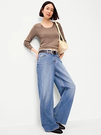 Fitted Scoop-Neck Cropped Jersey Sweater