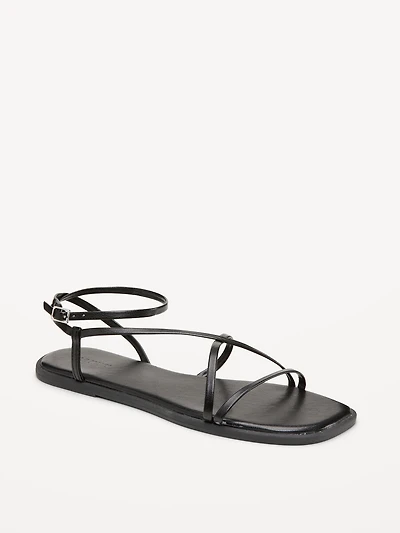 Strappy Faux-Leather Sandals