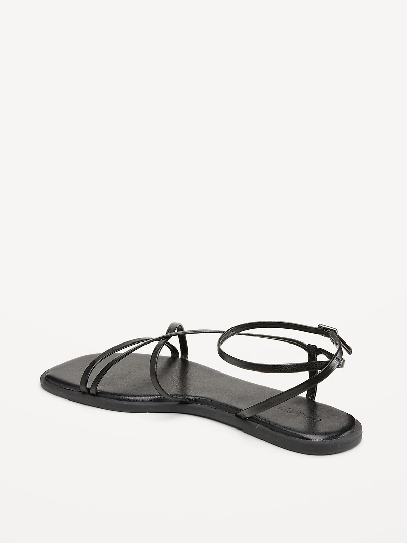 Strappy Faux-Leather Sandals
