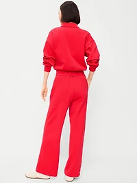 High-Waisted Dynamic Fleece Textured Wide-Leg Sweatpants