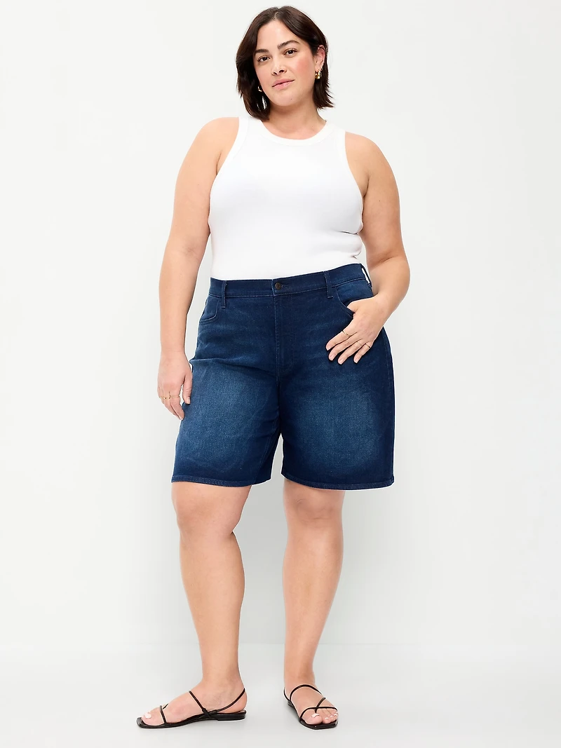 High-Waisted Wow Bermuda Jean Shorts -- 9-inch inseam